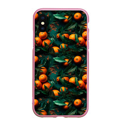 Чехол iPhone XS Max матовый Яркие апельсины, цвет: 3D-розовый