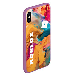 Чехол iPhone XS Max матовый Roblox Logo Color, цвет: 3D-фиолетовый — фото 2