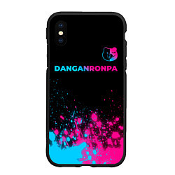 Чехол iPhone XS Max матовый Danganronpa - neon gradient: символ сверху, цвет: 3D-черный
