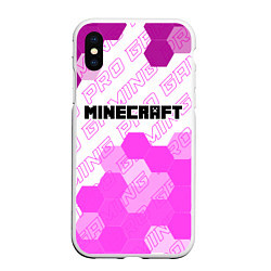 Чехол iPhone XS Max матовый Minecraft pro gaming: символ сверху, цвет: 3D-белый