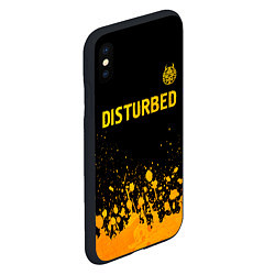 Чехол iPhone XS Max матовый Disturbed - gold gradient: символ сверху, цвет: 3D-черный — фото 2