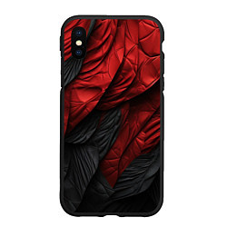 Чехол iPhone XS Max матовый Red black texture, цвет: 3D-черный