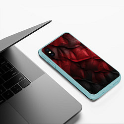 Чехол iPhone XS Max матовый Black red texture, цвет: 3D-мятный — фото 2