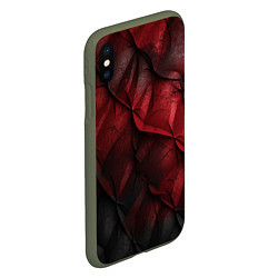 Чехол iPhone XS Max матовый Black red texture, цвет: 3D-темно-зеленый — фото 2