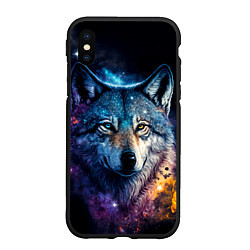 Чехол iPhone XS Max матовый Космический звездный волк, цвет: 3D-черный