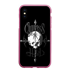 Чехол iPhone XS Max матовый Cypress hill - arrows skull, цвет: 3D-малиновый