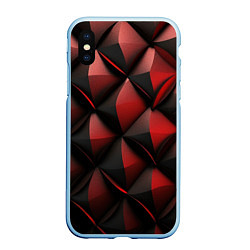 Чехол iPhone XS Max матовый Объемная текстура красная кожа, цвет: 3D-голубой
