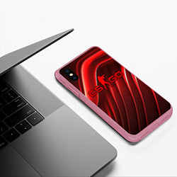 Чехол iPhone XS Max матовый CS GO red abstract, цвет: 3D-малиновый — фото 2