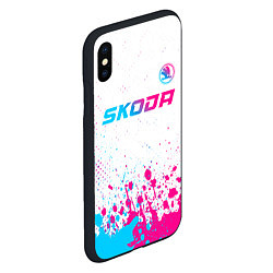 Чехол iPhone XS Max матовый Skoda neon gradient style: символ сверху, цвет: 3D-черный — фото 2