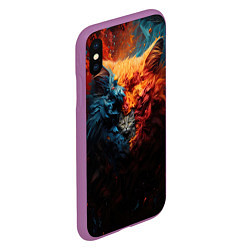 Чехол iPhone XS Max матовый Котик выглядывает из шерсти, цвет: 3D-фиолетовый — фото 2