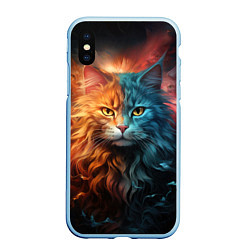 Чехол iPhone XS Max матовый Сердитый котик, цвет: 3D-голубой