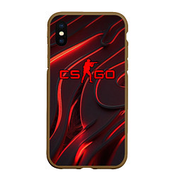 Чехол iPhone XS Max матовый CSGO red abstract, цвет: 3D-коричневый