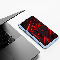 Чехол iPhone XS Max матовый CSGO red abstract, цвет: 3D-голубой — фото 2