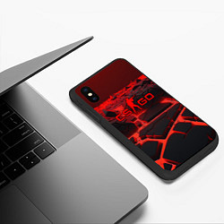 Чехол iPhone XS Max матовый CS GO red neon texture, цвет: 3D-черный — фото 2