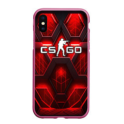 Чехол iPhone XS Max матовый CS GO red space abstract, цвет: 3D-малиновый