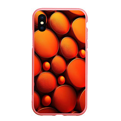 Чехол iPhone XS Max матовый Оранжевы е круглые плиты, цвет: 3D-баблгам