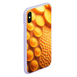 Чехол iPhone XS Max матовый Оранжевые круглые плиты, цвет: 3D-светло-сиреневый — фото 2