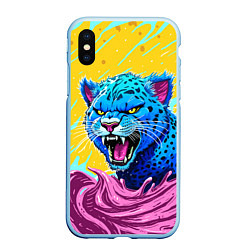 Чехол iPhone XS Max матовый Кислотный Леопард, цвет: 3D-голубой