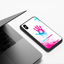 Чехол iPhone XS Max матовый Death Stranding neon gradient style, цвет: 3D-черный — фото 2