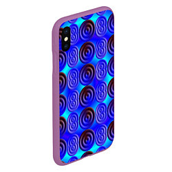 Чехол iPhone XS Max матовый Синий шашечный мотив, цвет: 3D-фиолетовый — фото 2