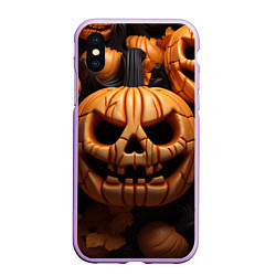 Чехол iPhone XS Max матовый Pumpkin Halloween, цвет: 3D-сиреневый