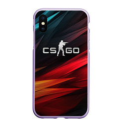 Чехол iPhone XS Max матовый CS GO dark abstract logo, цвет: 3D-светло-сиреневый