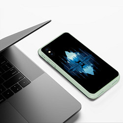 Чехол iPhone XS Max матовый Олень в ночном лесу, цвет: 3D-салатовый — фото 2