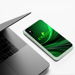 Чехол iPhone XS Max матовый CS GO green abstract, цвет: 3D-салатовый — фото 2