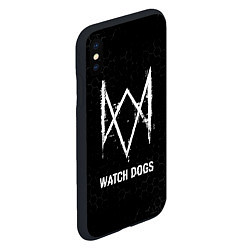 Чехол iPhone XS Max матовый Watch Dogs glitch на темном фоне, цвет: 3D-черный — фото 2