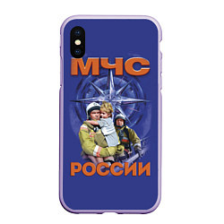 Чехол iPhone XS Max матовый МЧС России - спасатели, цвет: 3D-светло-сиреневый
