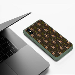 Чехол iPhone XS Max матовый Олени и растения, цвет: 3D-темно-зеленый — фото 2