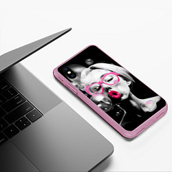 Чехол iPhone XS Max матовый Девушка и пузыри, цвет: 3D-розовый — фото 2