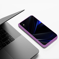 Чехол iPhone XS Max матовый Black blue background, цвет: 3D-фиолетовый — фото 2