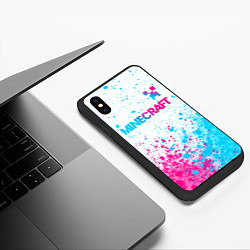 Чехол iPhone XS Max матовый Minecraft neon gradient style: символ сверху, цвет: 3D-черный — фото 2