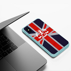 Чехол iPhone XS Max матовый Asking Alexandria британский флаг, цвет: 3D-мятный — фото 2