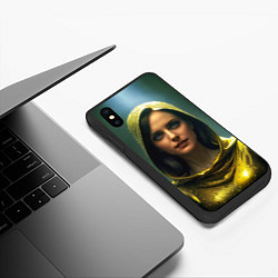 Чехол iPhone XS Max матовый Девушка в позолоченном плаще под дождём, цвет: 3D-черный — фото 2