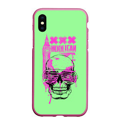 Чехол iPhone XS Max матовый Hooligan - skull, цвет: 3D-малиновый