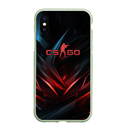 Чехол iPhone XS Max матовый CS GO dark red black, цвет: 3D-салатовый