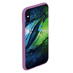 Чехол iPhone XS Max матовый Green blue abstract, цвет: 3D-фиолетовый — фото 2