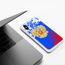 Чехол iPhone XS Max матовый Триколор рф и герб, цвет: 3D-белый — фото 2