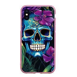 Чехол iPhone XS Max матовый Череп в джунглях, цвет: 3D-розовый