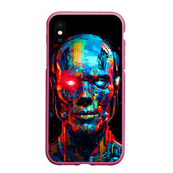 Чехол iPhone XS Max матовый AI Робот digital pop-art, цвет: 3D-малиновый