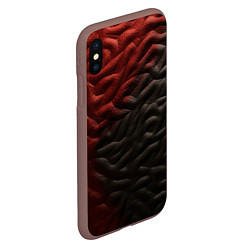 Чехол iPhone XS Max матовый Красно черная волнистая текстура, цвет: 3D-коричневый — фото 2