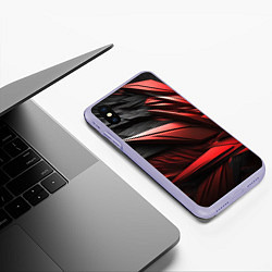 Чехол iPhone XS Max матовый Объемные красные элементы, цвет: 3D-светло-сиреневый — фото 2