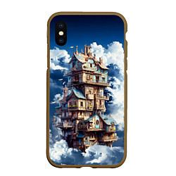 Чехол iPhone XS Max матовый Сказочный дом в облаках, цвет: 3D-коричневый