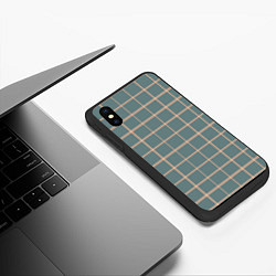 Чехол iPhone XS Max матовый Клетка сер-зелёный, цвет: 3D-черный — фото 2