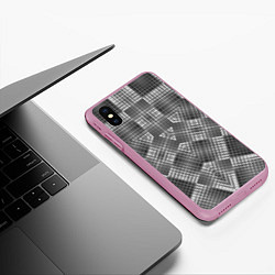 Чехол iPhone XS Max матовый В серых тонах геометрический узор, цвет: 3D-розовый — фото 2