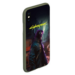 Чехол iPhone XS Max матовый Cyberpunk 2077 - Keanu Reeves, цвет: 3D-темно-зеленый — фото 2