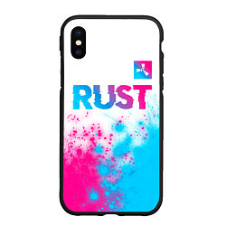 Чехол iPhone XS Max матовый Rust neon gradient style: символ сверху, цвет: 3D-черный