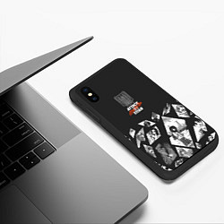 Чехол iPhone XS Max матовый Атака Титанов осколки, цвет: 3D-черный — фото 2